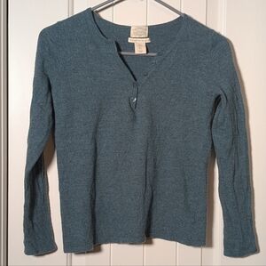 100% Extrafine Merino Wool Sweater Telluride Henley Teal, Fits like XS/S
